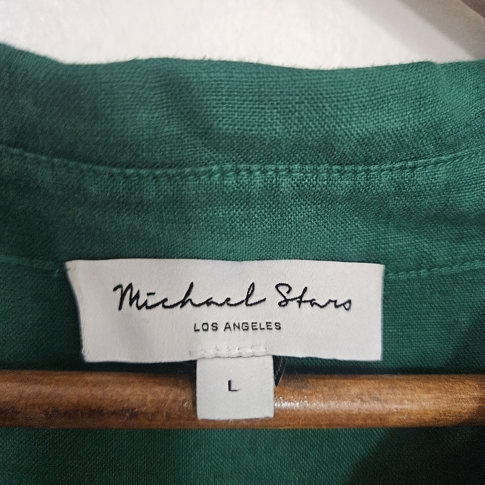 Michael Stars Emerald Green Greta Tiered Linen Dress - Picture 2 of 5